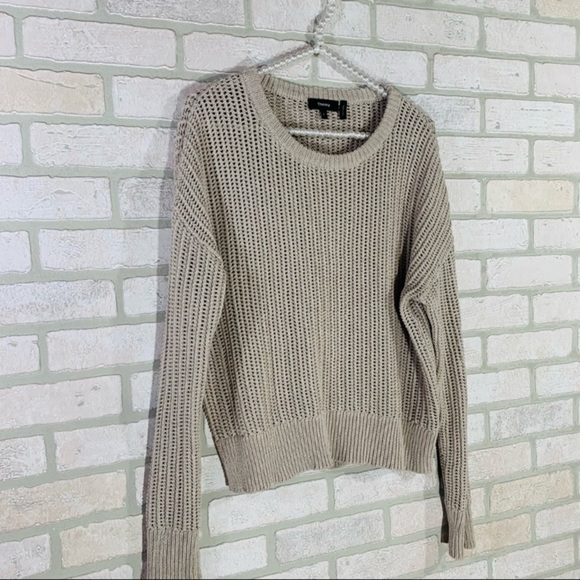 Theory Arshan Open Knit Pullover Sweater in Oatmeal Size L - Picture 5 of 13